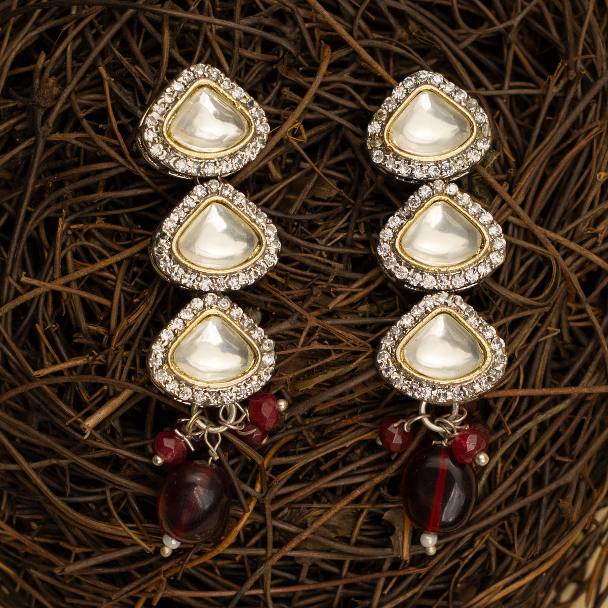 MILA BIJOUX POLKI AND ONEX BEADS HANDMADE CHOKER WITH EARRINGS CH107