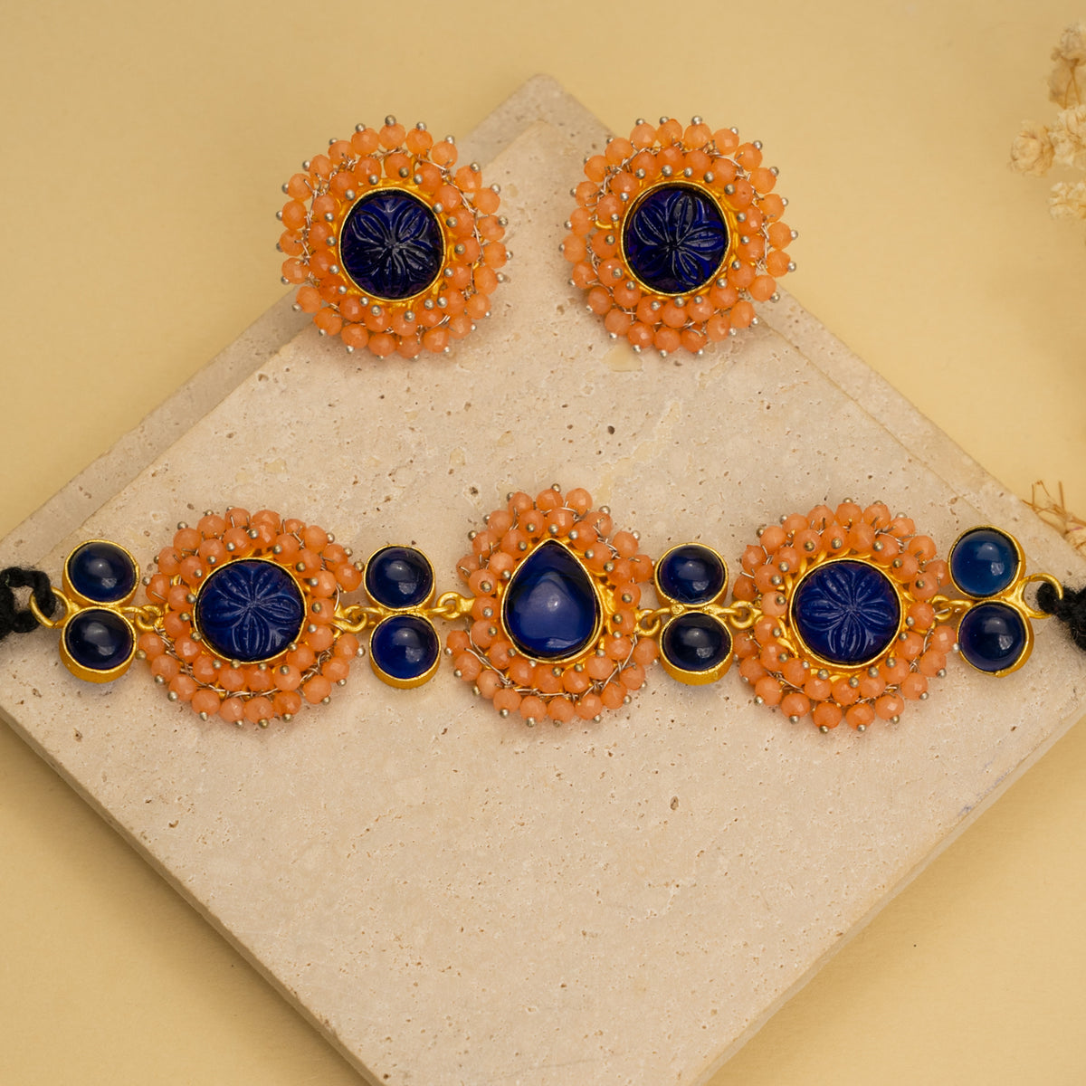 RUBY BIJOUX HANDMADE MONALISA MINIMALIST CHOKER WITH EARRINGS CH48