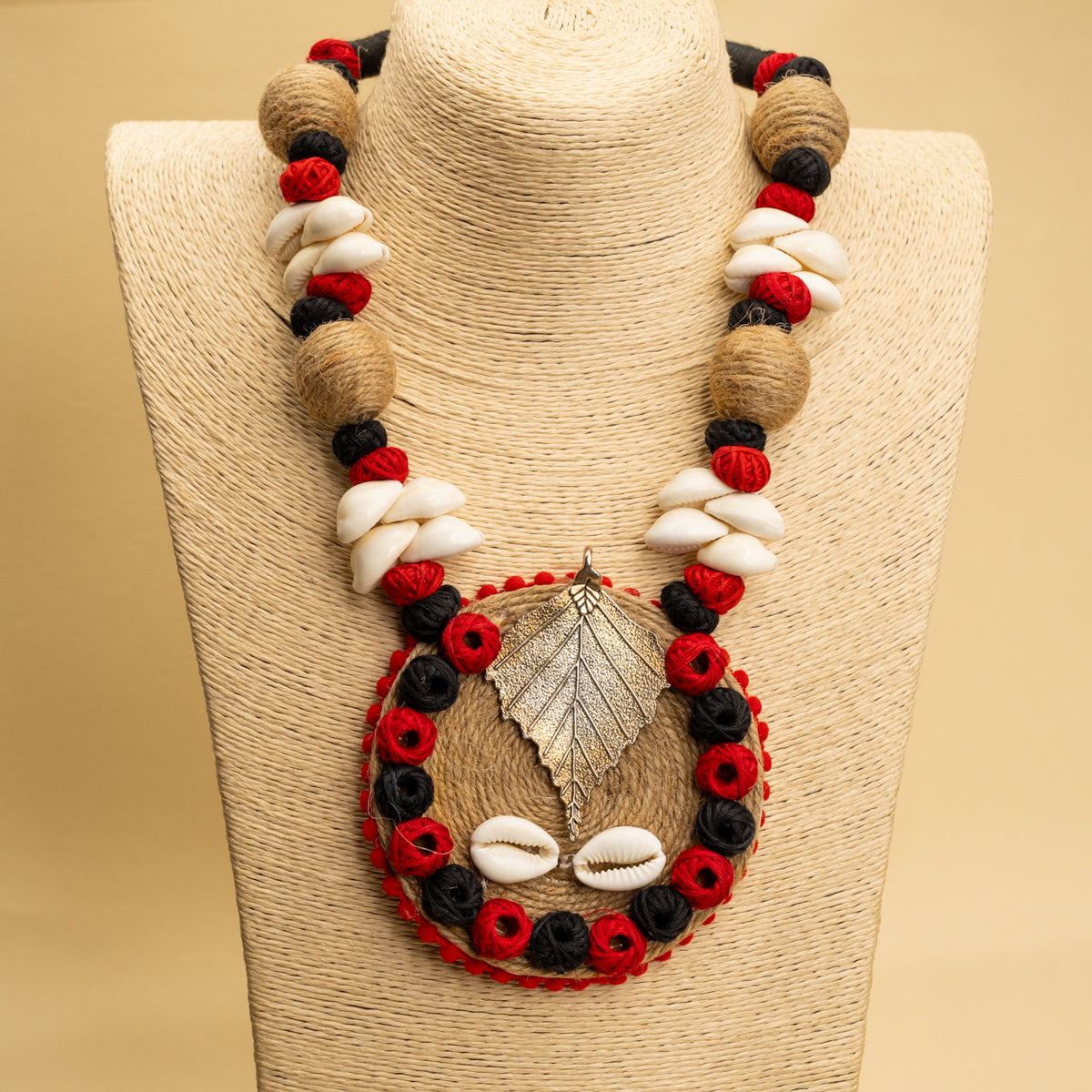 GOWSHA FABRIC AND BEADS HANDMADE AND HANDSTICHED MALA/ NECKPIECE ML96