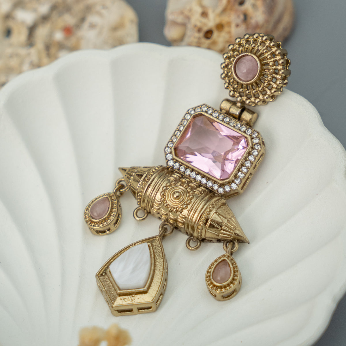 FABY SEMI HANDMADE ANTIQUE TONED VICTORIAN EARRINGS/DANGLER ER914