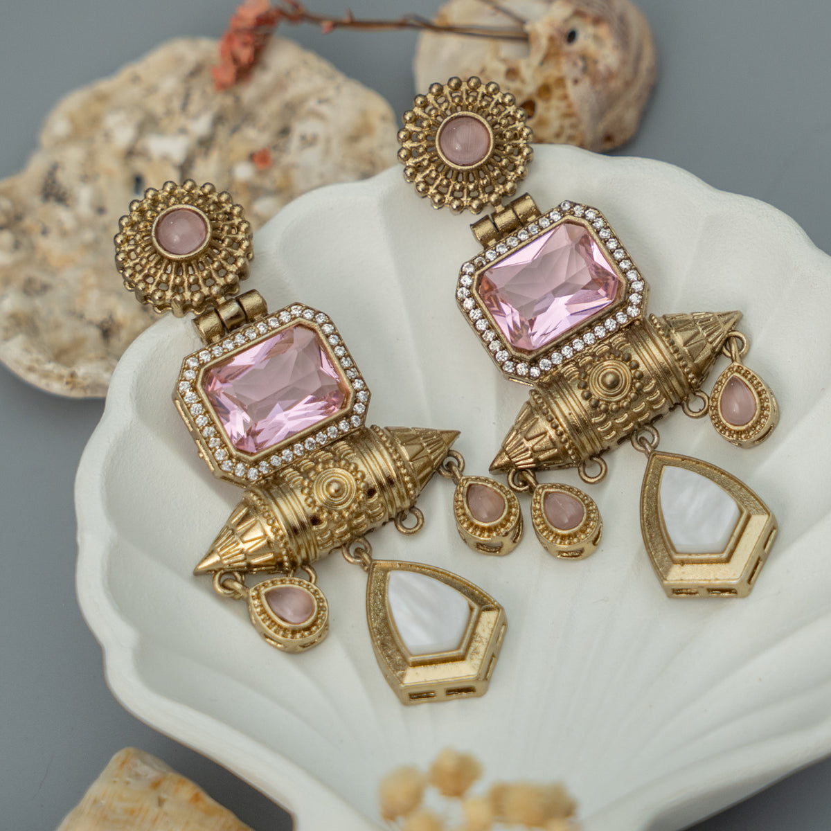 FABY SEMI HANDMADE ANTIQUE TONED VICTORIAN EARRINGS/DANGLER ER914