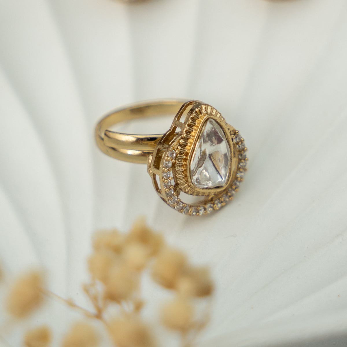 NEO POLKI SEMI HANDMADE RING/EARRING WITH STUD ER910