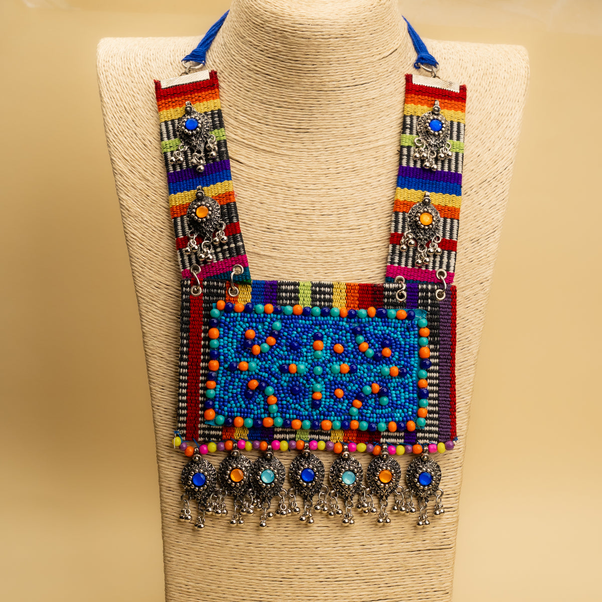 TATUM FABRIC AND BEADS HANDMADE AND HANDSTICHED MALA/ NECKPIECE ML128