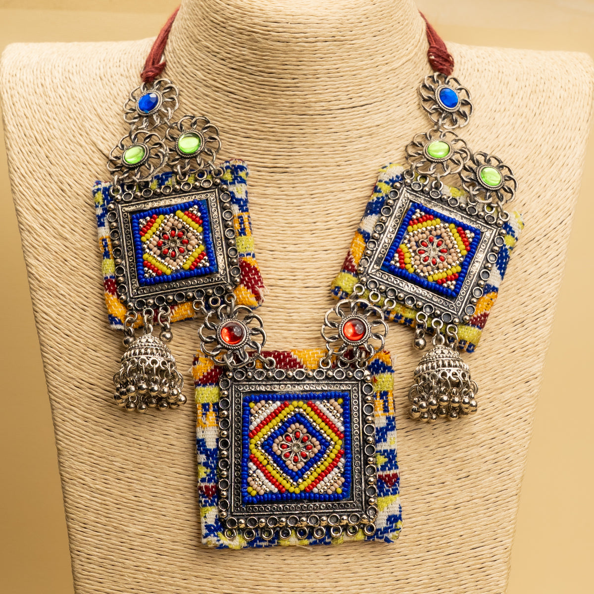 THOENIX FABRIC AND BEADS HANDMADE AND HANDSTICHED MALA/ NECKPIECE ML130