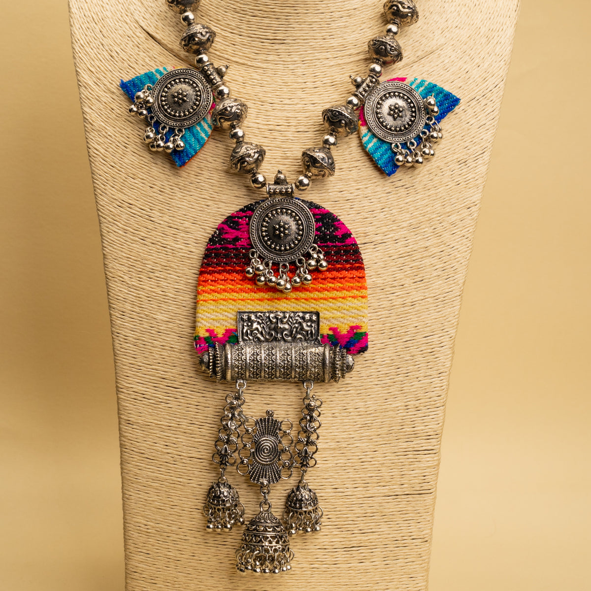 NOAH FABRIC AND BEADS HANDMADE AND HANDSTICHED MALA/ NECKPIECE ML131