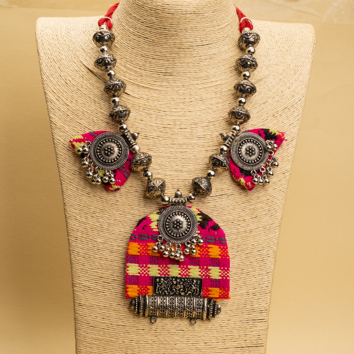 NOAH FABRIC AND BEADS HANDMADE AND HANDSTICHED MALA/ NECKPIECE ML131