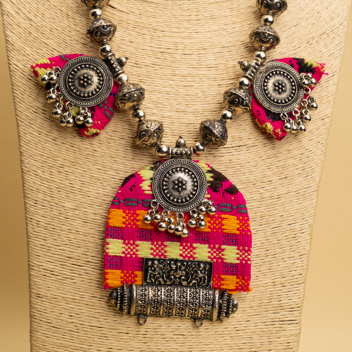 NOAH FABRIC AND BEADS HANDMADE AND HANDSTICHED MALA/ NECKPIECE ML131