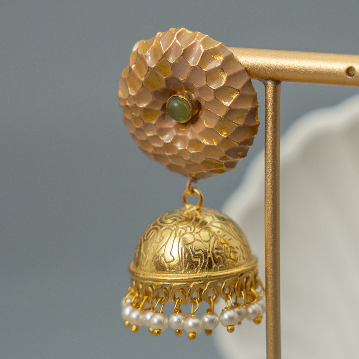 RAYCO HANDMADE AND HANDPAINTED GOLDTONED JHUMKA ER107