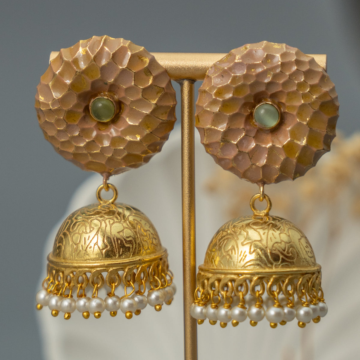 RAYCO HANDMADE AND HANDPAINTED GOLDTONED JHUMKA ER107