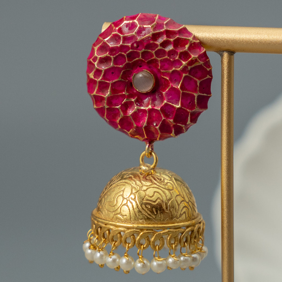 RAYCO HANDMADE AND HANDPAINTED GOLDTONED JHUMKA ER107