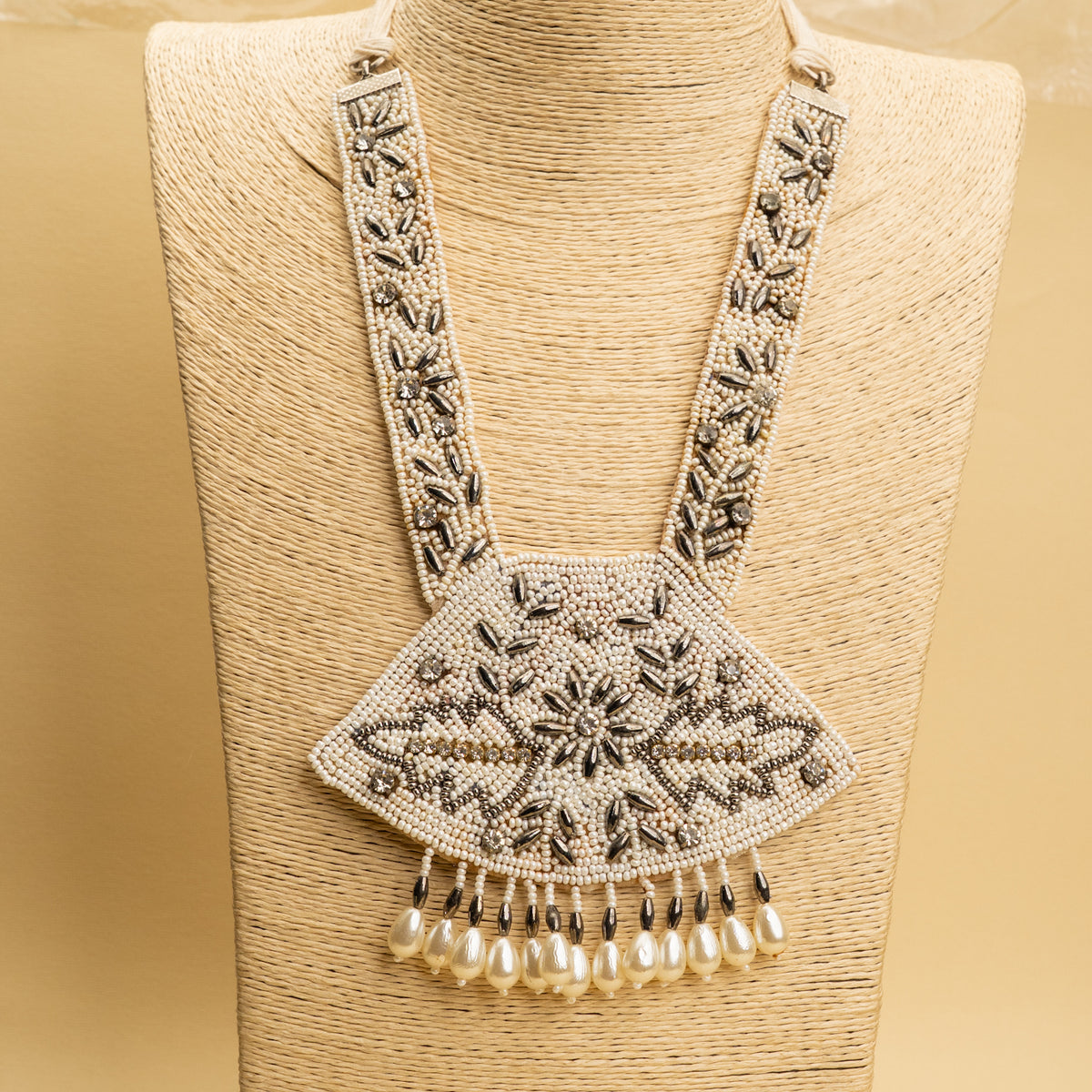 MILA FABRIC AND BEADS HANDMADE AND HANDSTICHED MALA/ NECKPIECE ML132