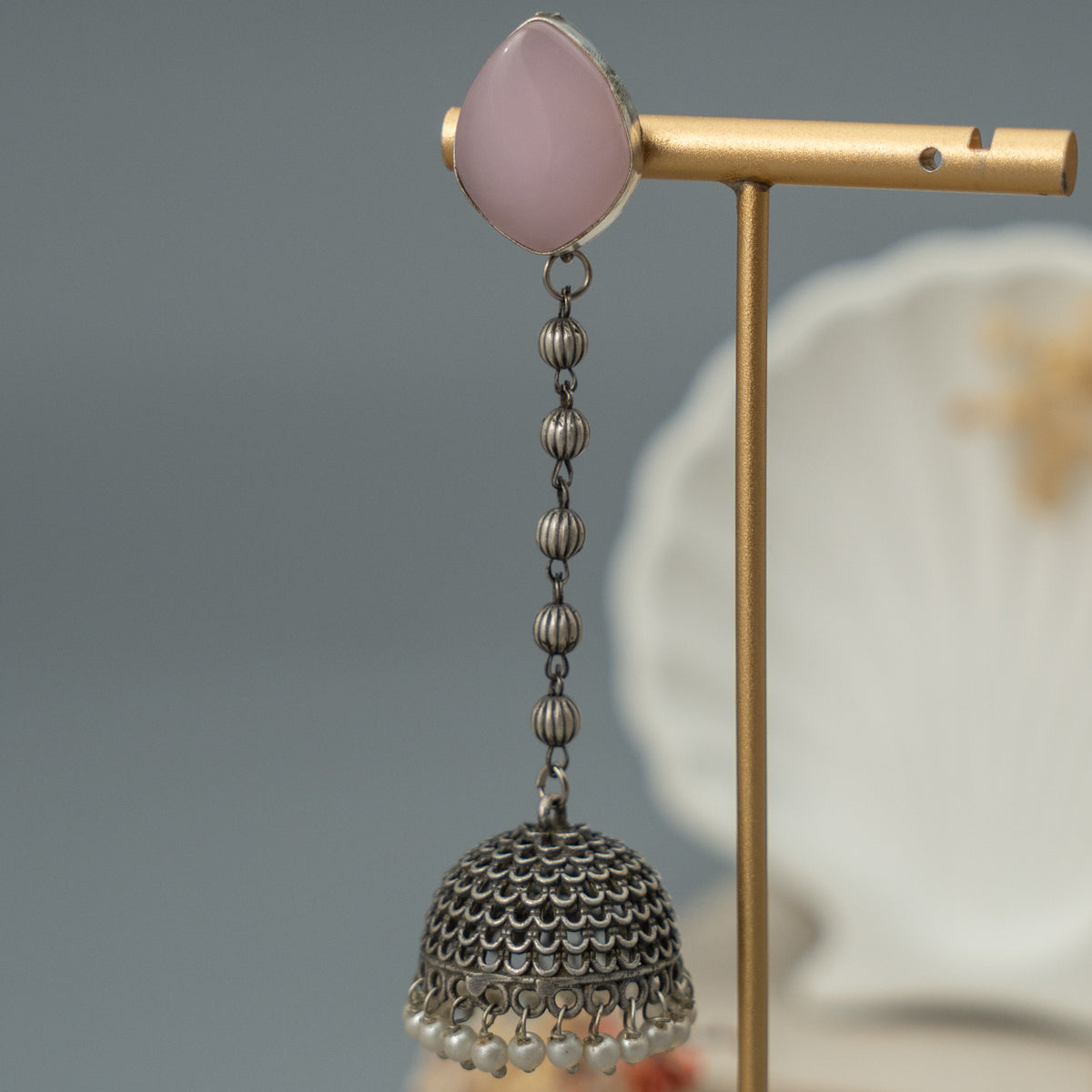 SIBI PIE SILVER LOOK ALIKE SEMI HANDMADE JHUMKA ER247