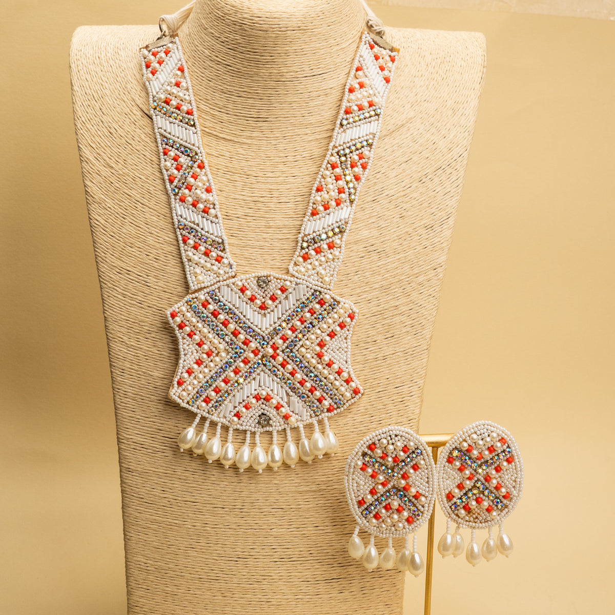 ORION FABRIC AND BEADS HANDMADE AND HANDSTICHED MALA/ NECKPIECE ML141