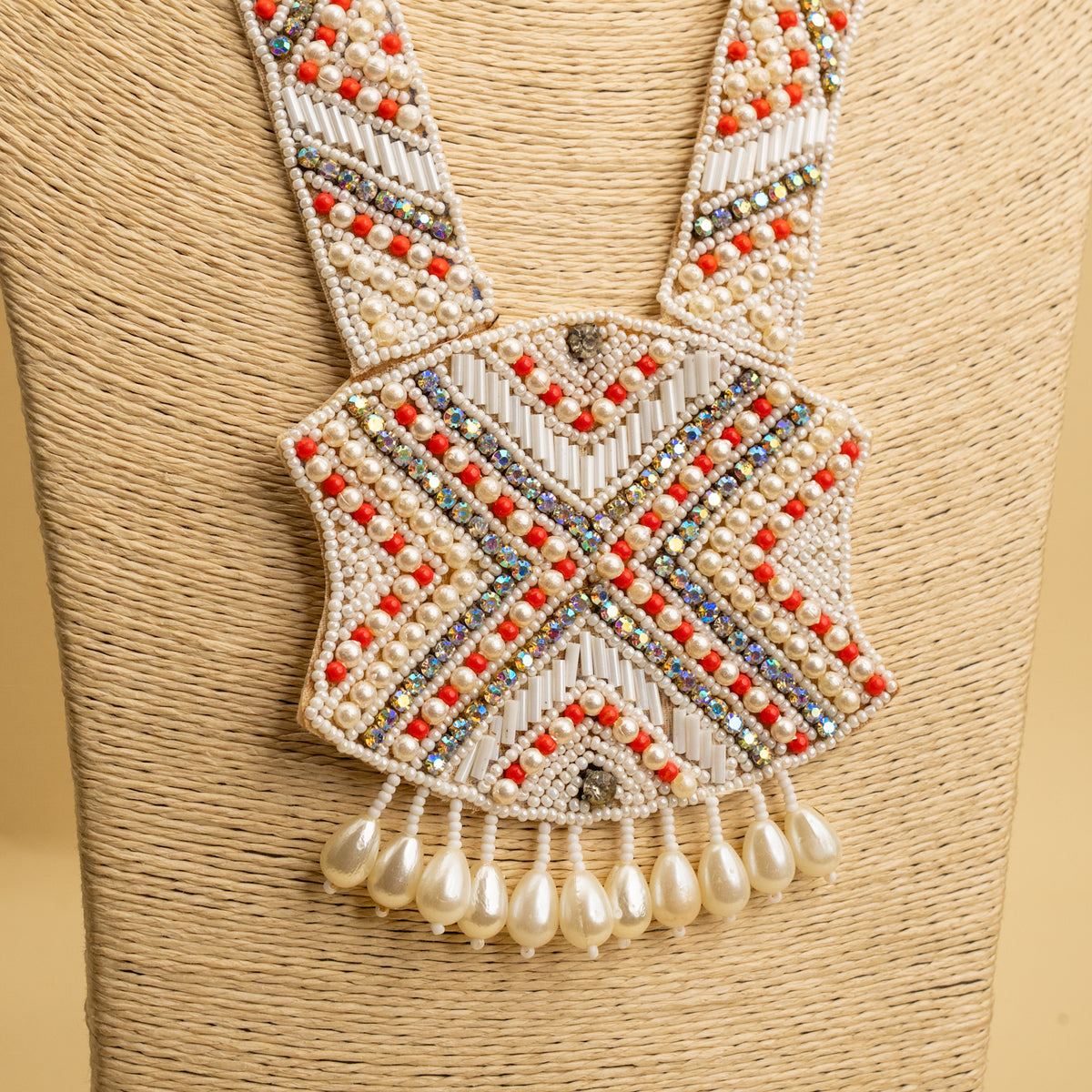 ORION FABRIC AND BEADS HANDMADE AND HANDSTICHED MALA/ NECKPIECE ML141
