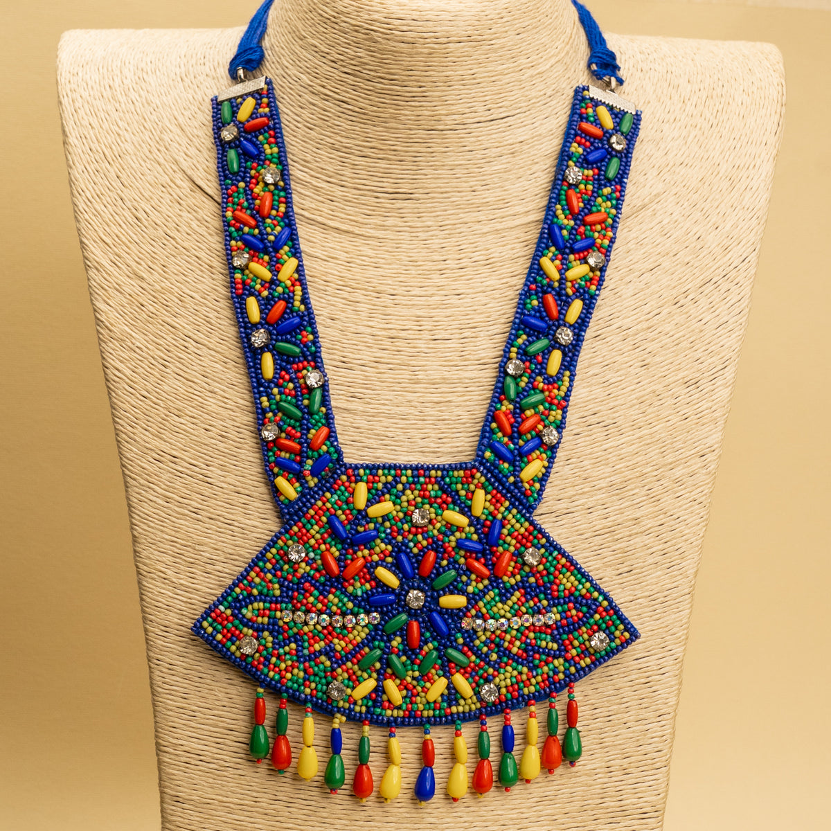 MASON FABRIC AND BEADS HANDMADE AND HANDSTICHED MALA/ NECKPIECE ML138