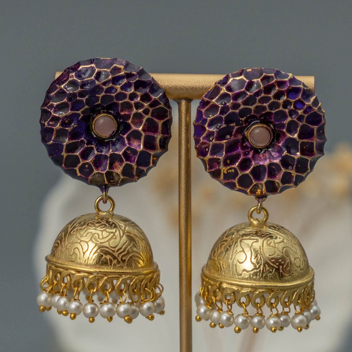 RAYCO HANDMADE AND HANDPAINTED GOLDTONED JHUMKA ER107