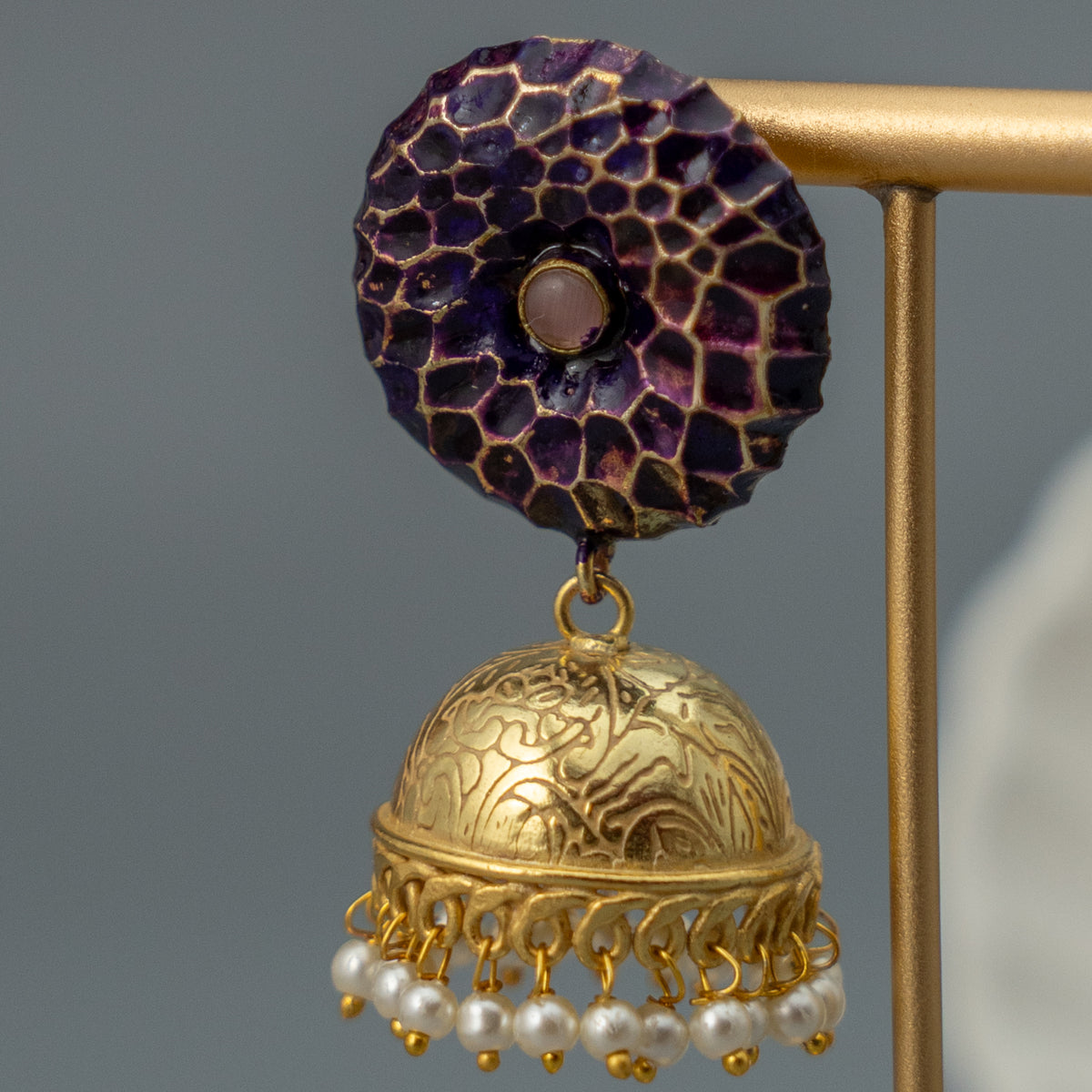 RAYCO HANDMADE AND HANDPAINTED GOLDTONED JHUMKA ER107