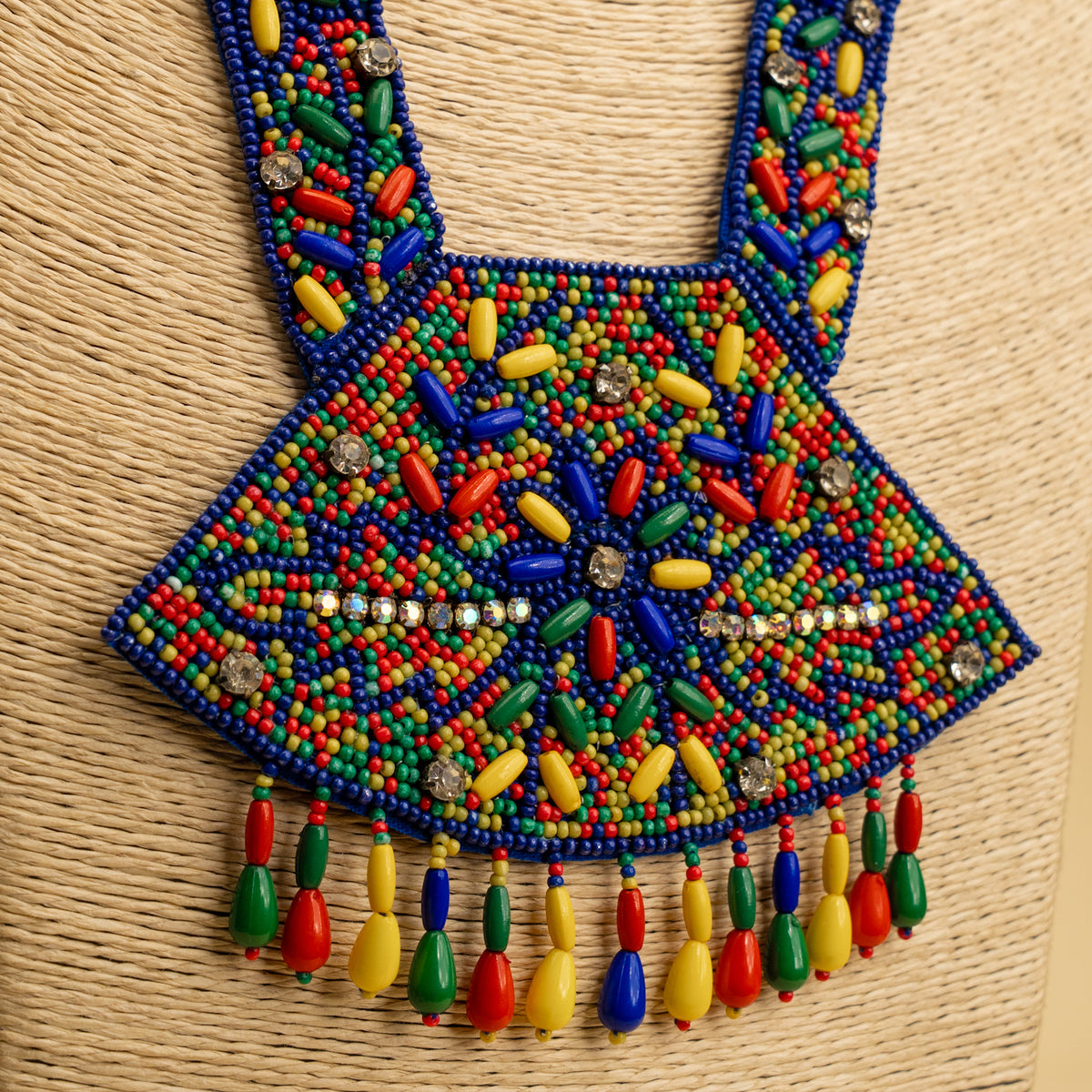 MASON FABRIC AND BEADS HANDMADE AND HANDSTICHED MALA/ NECKPIECE ML138