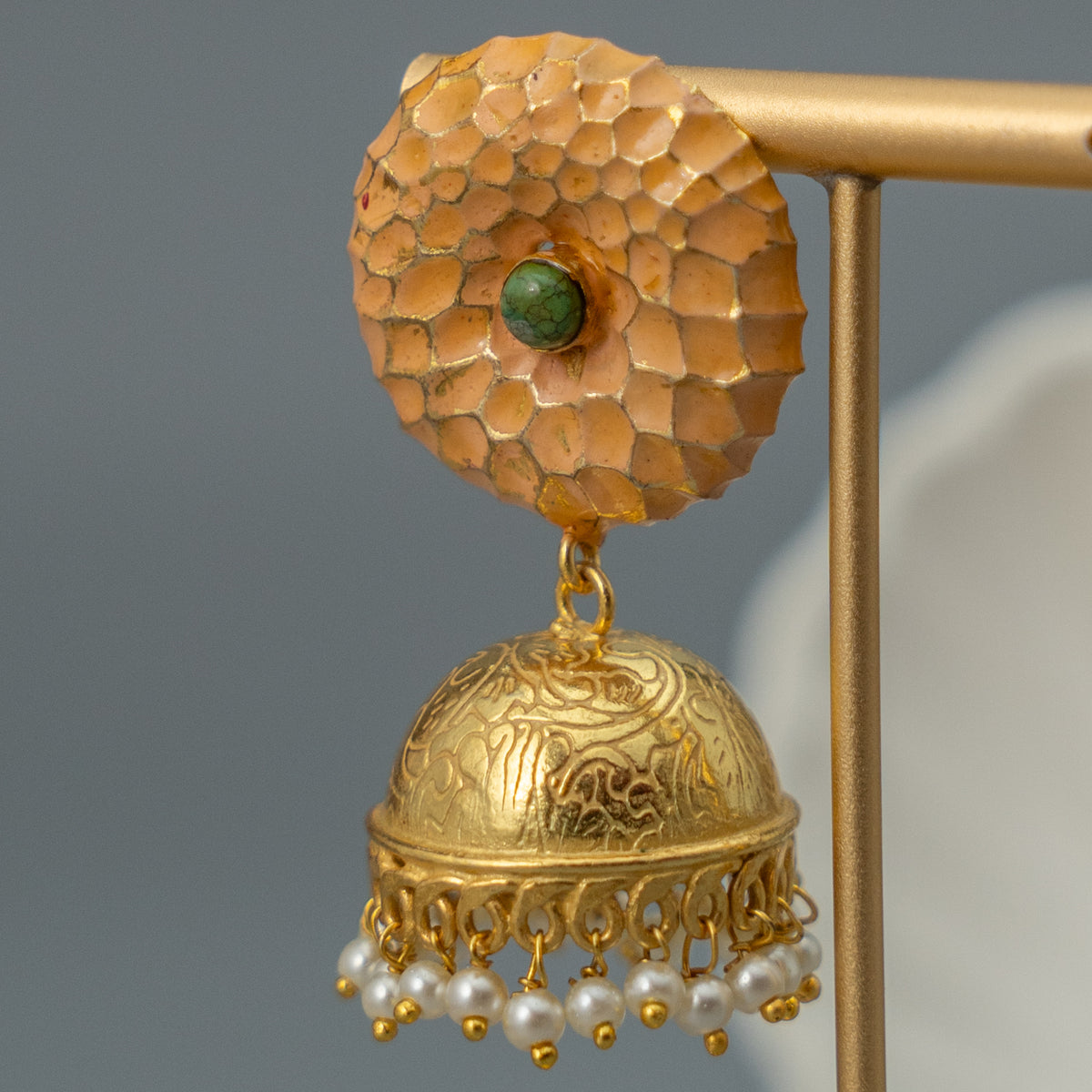 RAYCO HANDMADE AND HANDPAINTED GOLDTONED JHUMKA ER107