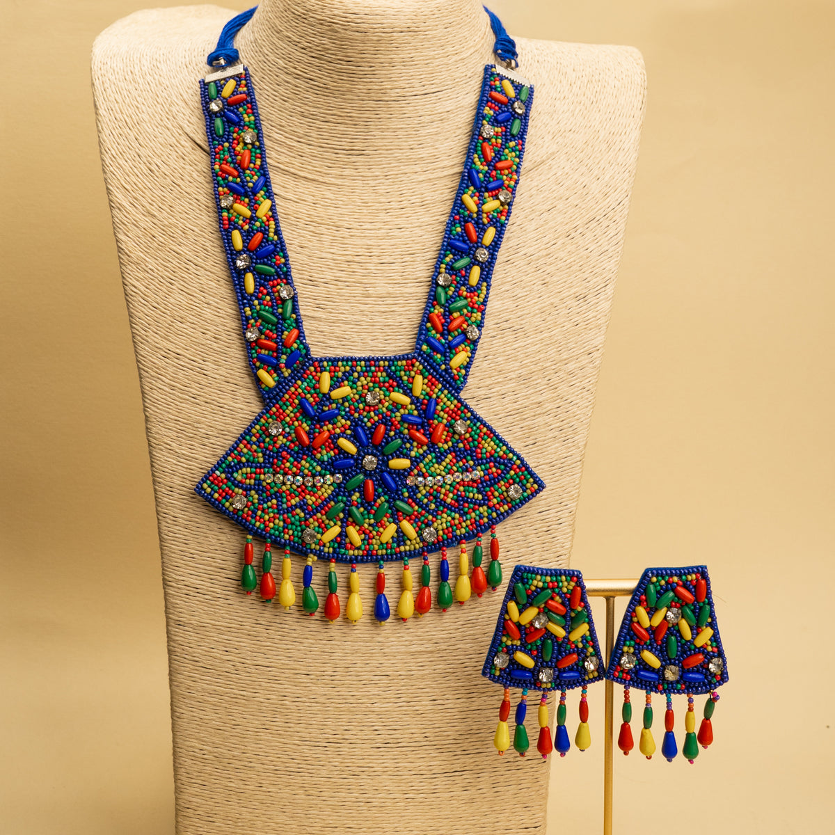 MASON FABRIC AND BEADS HANDMADE AND HANDSTICHED MALA/ NECKPIECE ML138