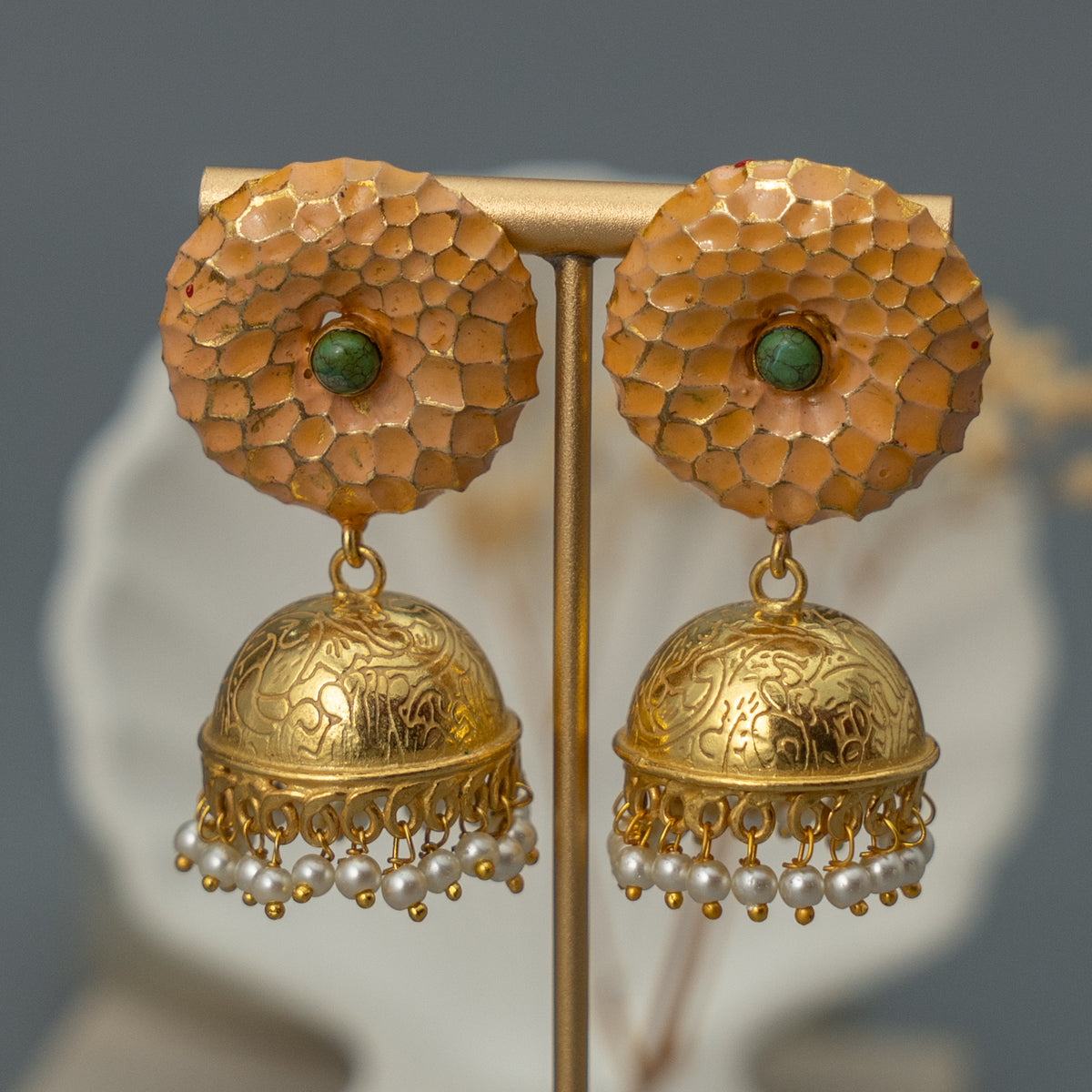 RAYCO HANDMADE AND HANDPAINTED GOLDTONED JHUMKA ER107