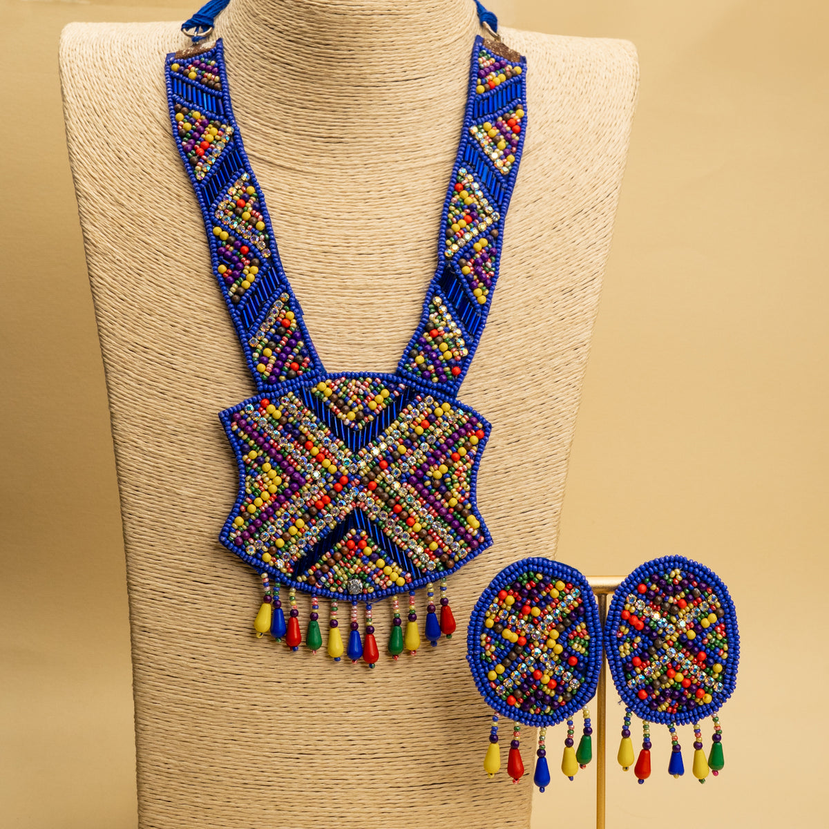 SOPHIA FABRIC AND BEADS HANDMADE AND HANDSTICHED MALA/ NECKPIECE ML139