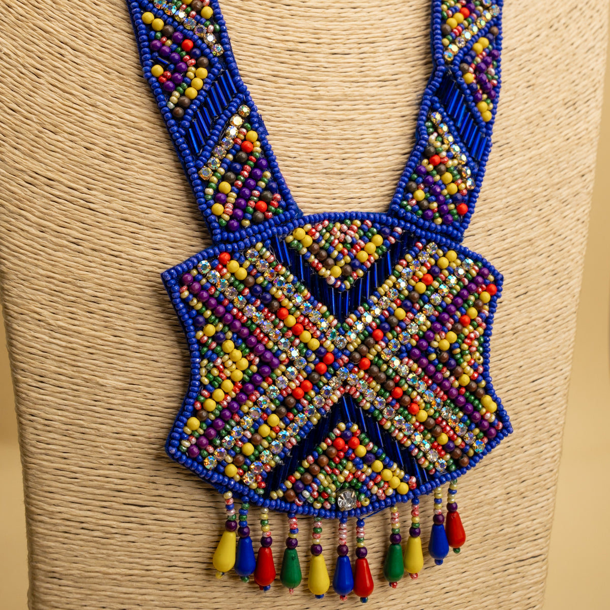 SOPHIA FABRIC AND BEADS HANDMADE AND HANDSTICHED MALA/ NECKPIECE ML139