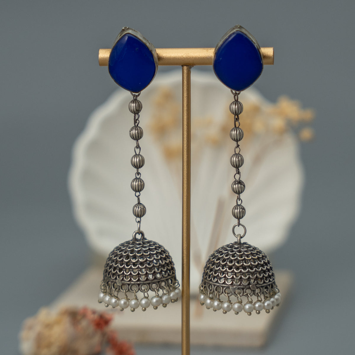 SIBI PIE SILVER LOOK ALIKE SEMI HANDMADE JHUMKA ER247