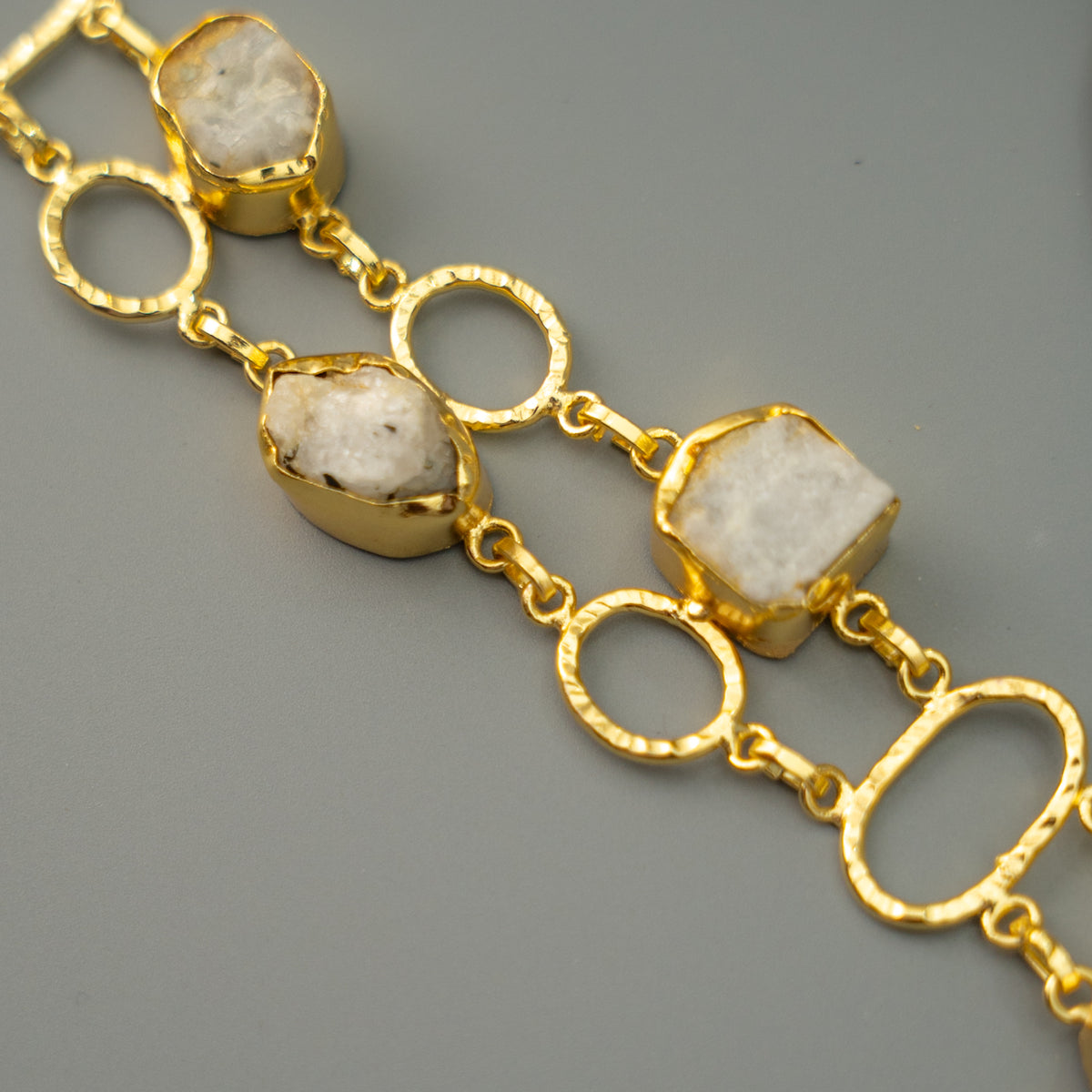 CHRISTOPHER NATURAL STONE GOLD TONED HANDMADE CHOKER CH486