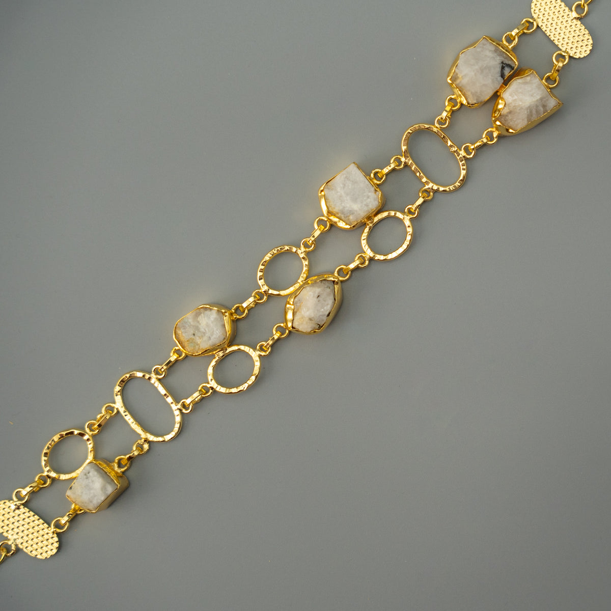 CHRISTOPHER NATURAL STONE GOLD TONED HANDMADE CHOKER CH486