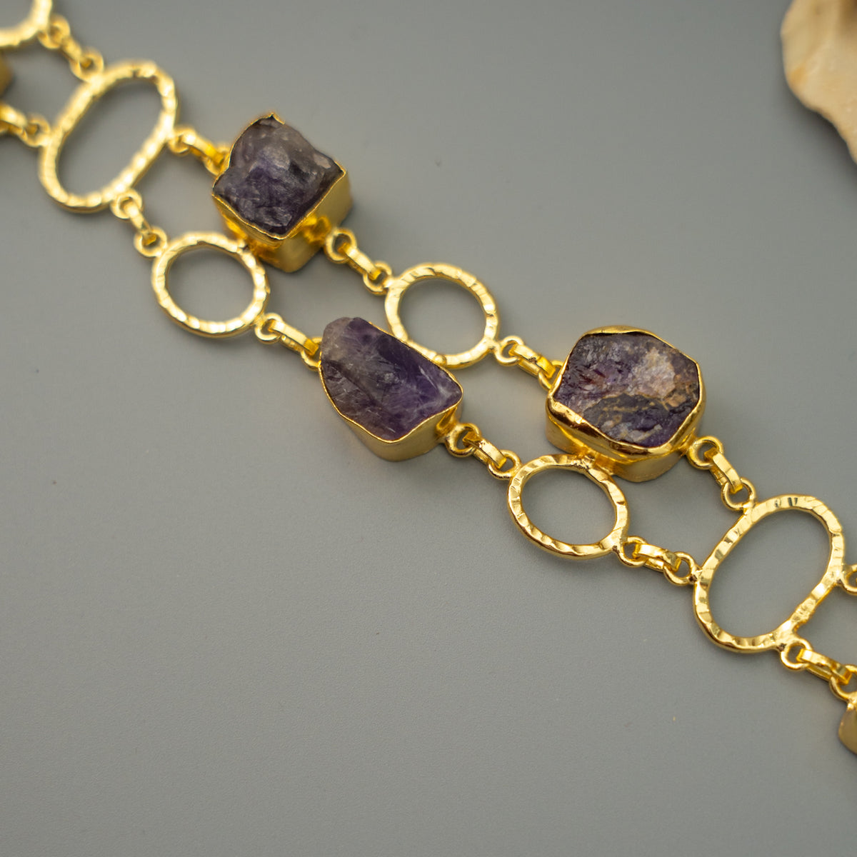 CHRISTOPHER NATURAL STONE GOLD TONED HANDMADE CHOKER CH486