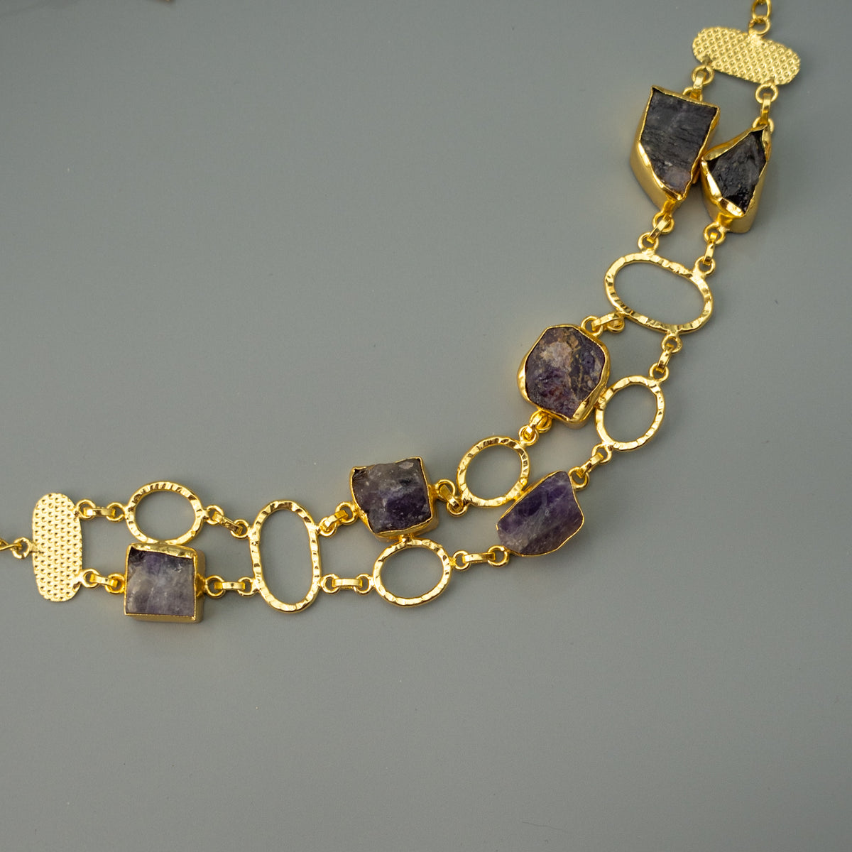 CHRISTOPHER NATURAL STONE GOLD TONED HANDMADE CHOKER CH486