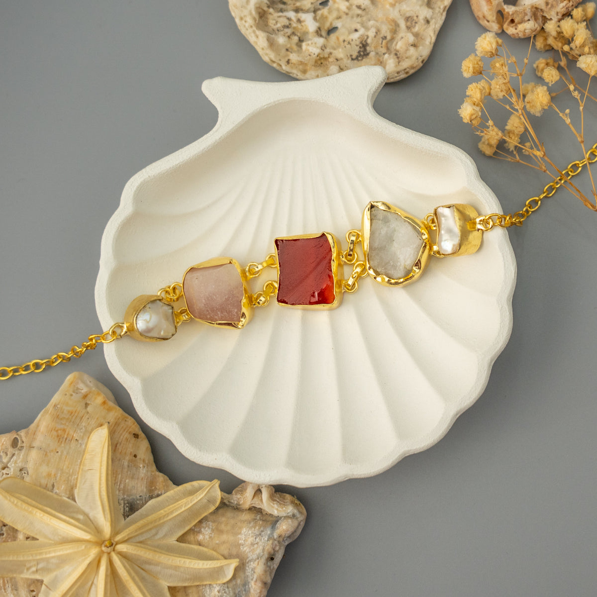 AARYAN NATURAL STONE GOLD TONED HANDMADE CHOKER CH481