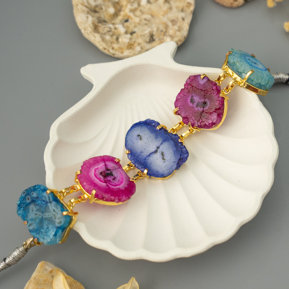 CHARLES HANDMADE NATURAL AGATE STONE, DRUZY,SUGAR STONE CHOKER CH483