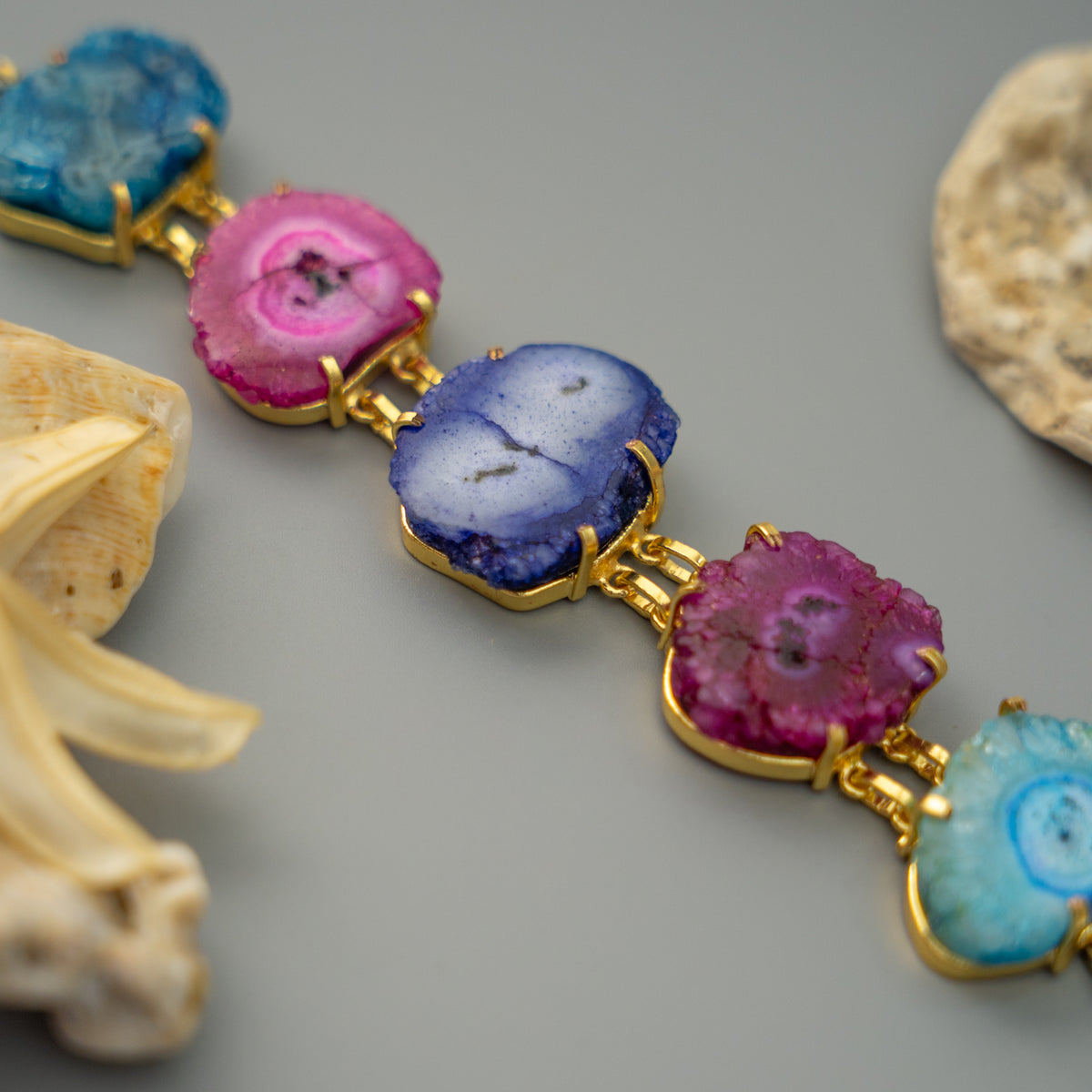 CHARLES HANDMADE NATURAL AGATE STONE, DRUZY,SUGAR STONE CHOKER CH483