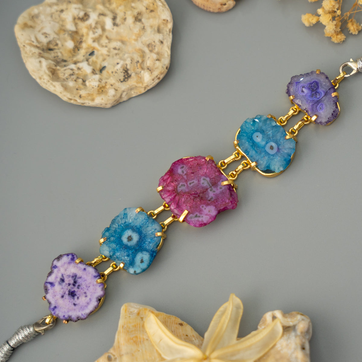 CHARLES HANDMADE NATURAL AGATE STONE, DRUZY,SUGAR STONE CHOKER CH483