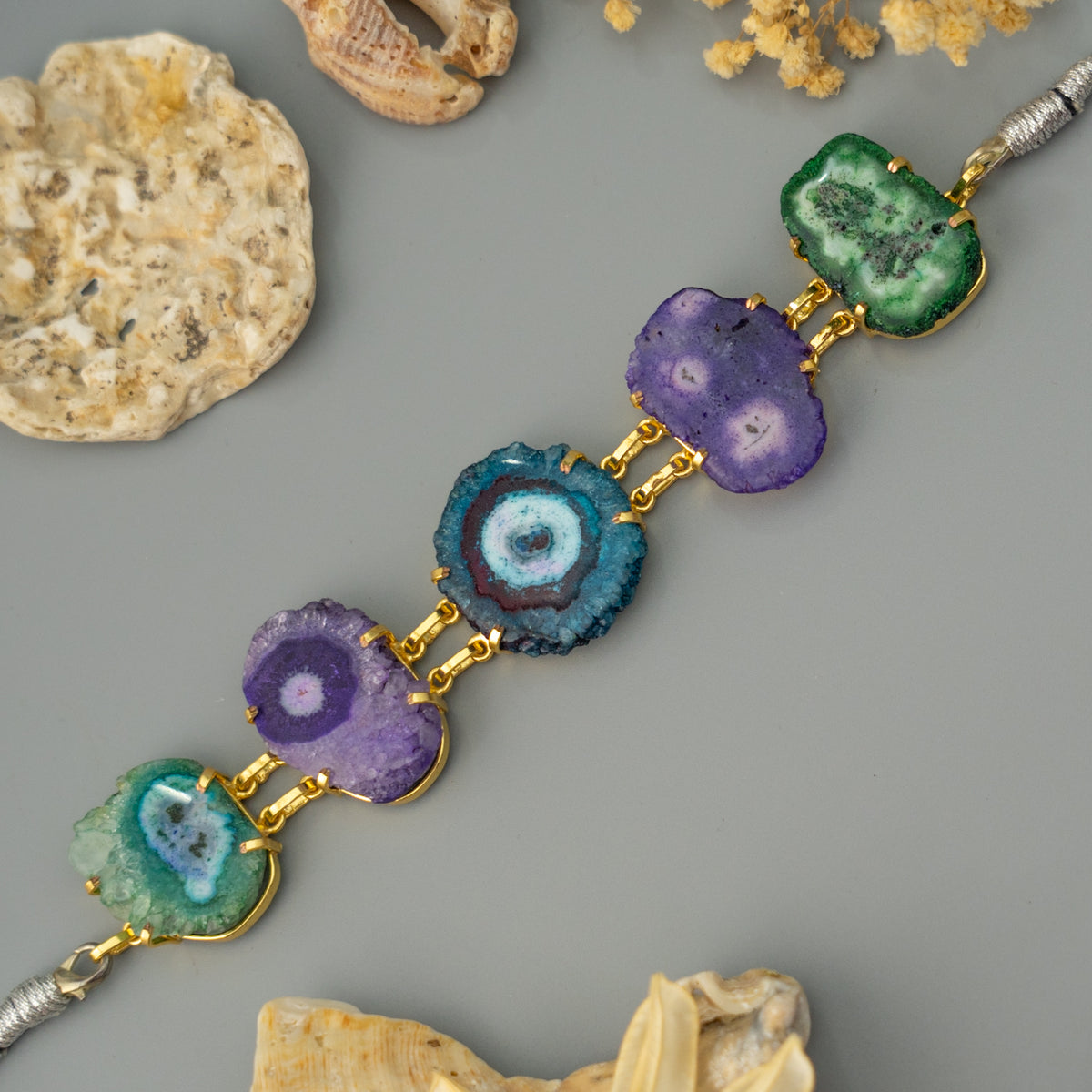 CHARLES HANDMADE NATURAL AGATE STONE, DRUZY,SUGAR STONE CHOKER CH483