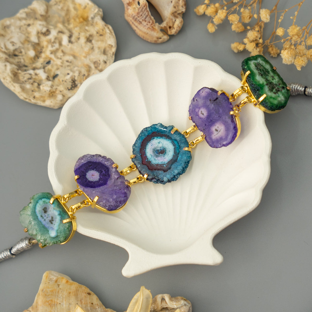 CHARLES HANDMADE NATURAL AGATE STONE, DRUZY,SUGAR STONE CHOKER CH483