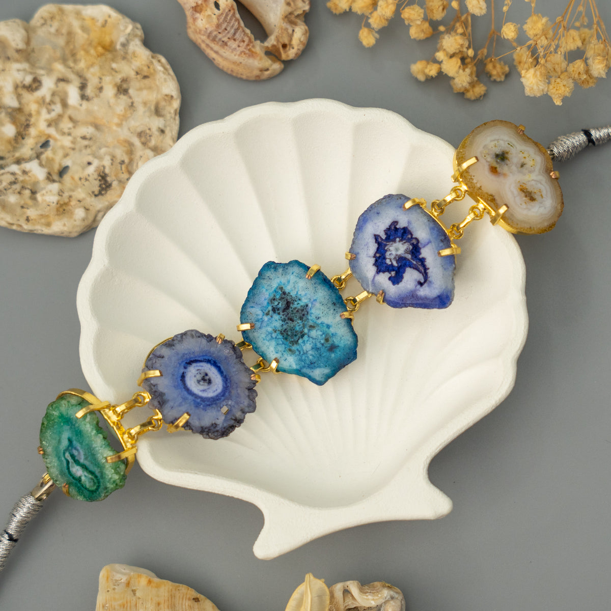 CHARLES HANDMADE NATURAL AGATE STONE, DRUZY,SUGAR STONE CHOKER CH483