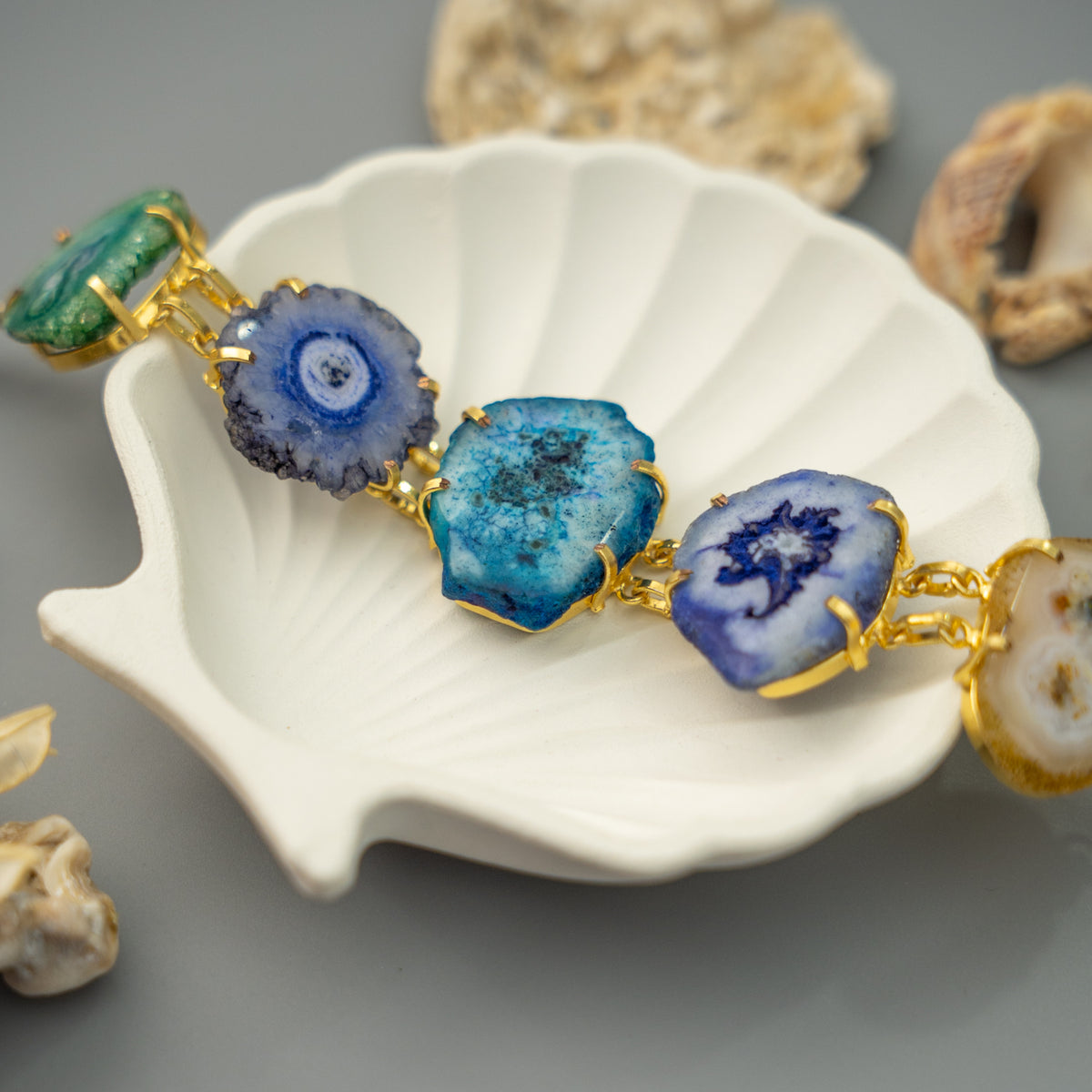 CHARLES HANDMADE NATURAL AGATE STONE, DRUZY,SUGAR STONE CHOKER CH483