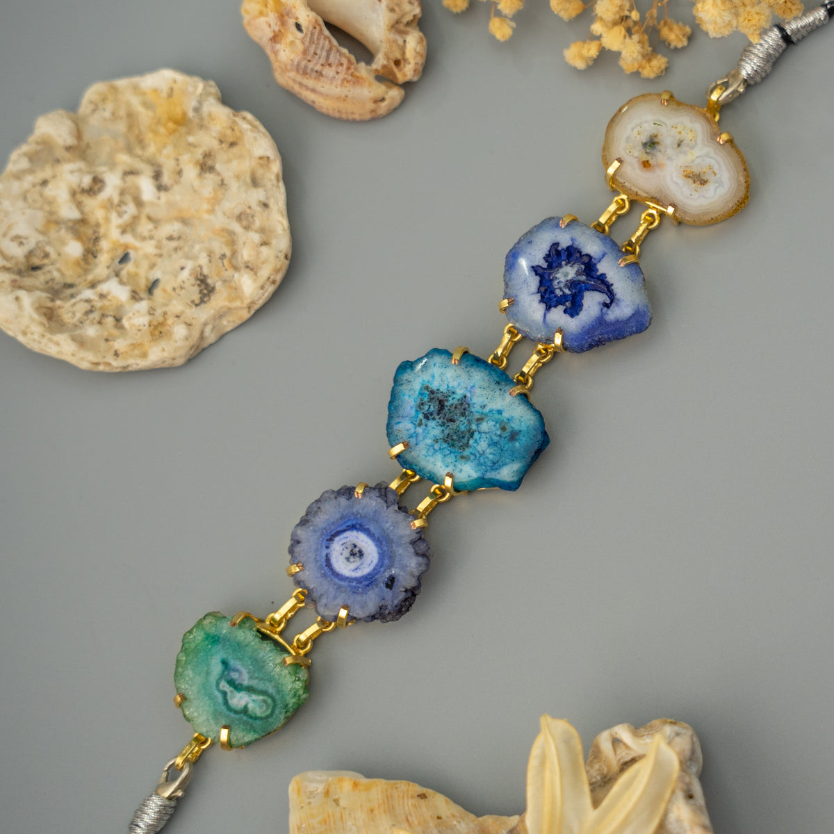 CHARLES HANDMADE NATURAL AGATE STONE, DRUZY,SUGAR STONE CHOKER CH483