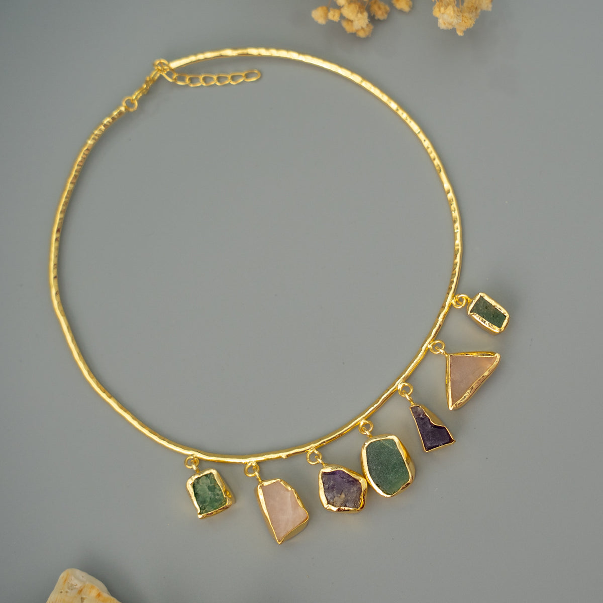 JASON NATURAL STONE GOLD TONED HANDMADE CHOKER/HASLI CH485