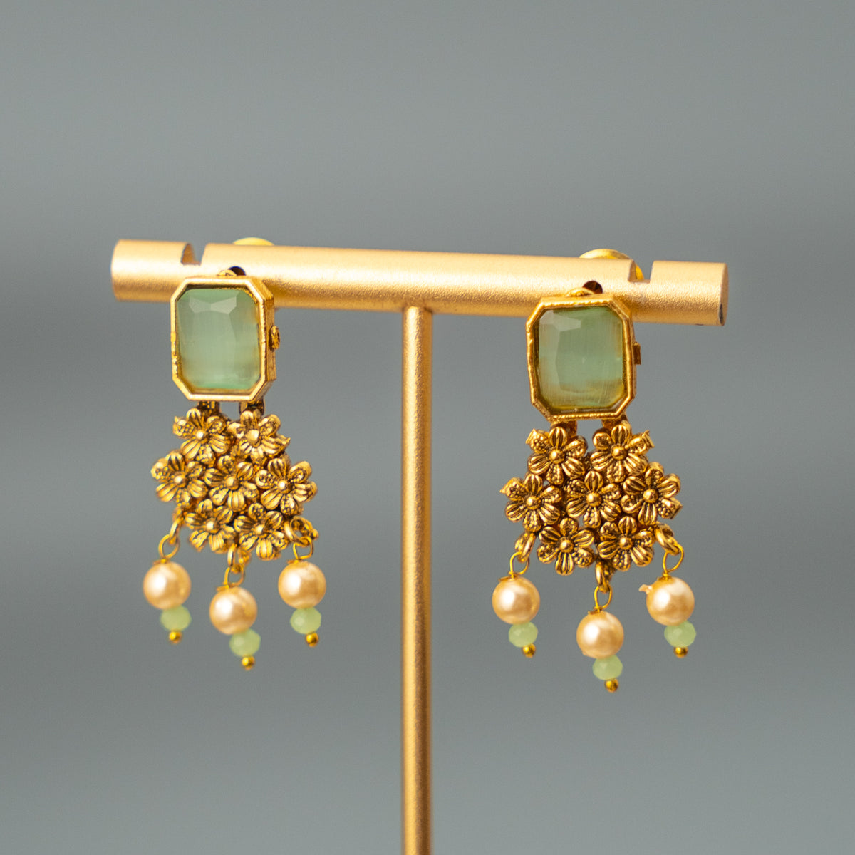 TIRA GOLD TONED NECKPIECE/CHOKER WITH EARRINGS CH324