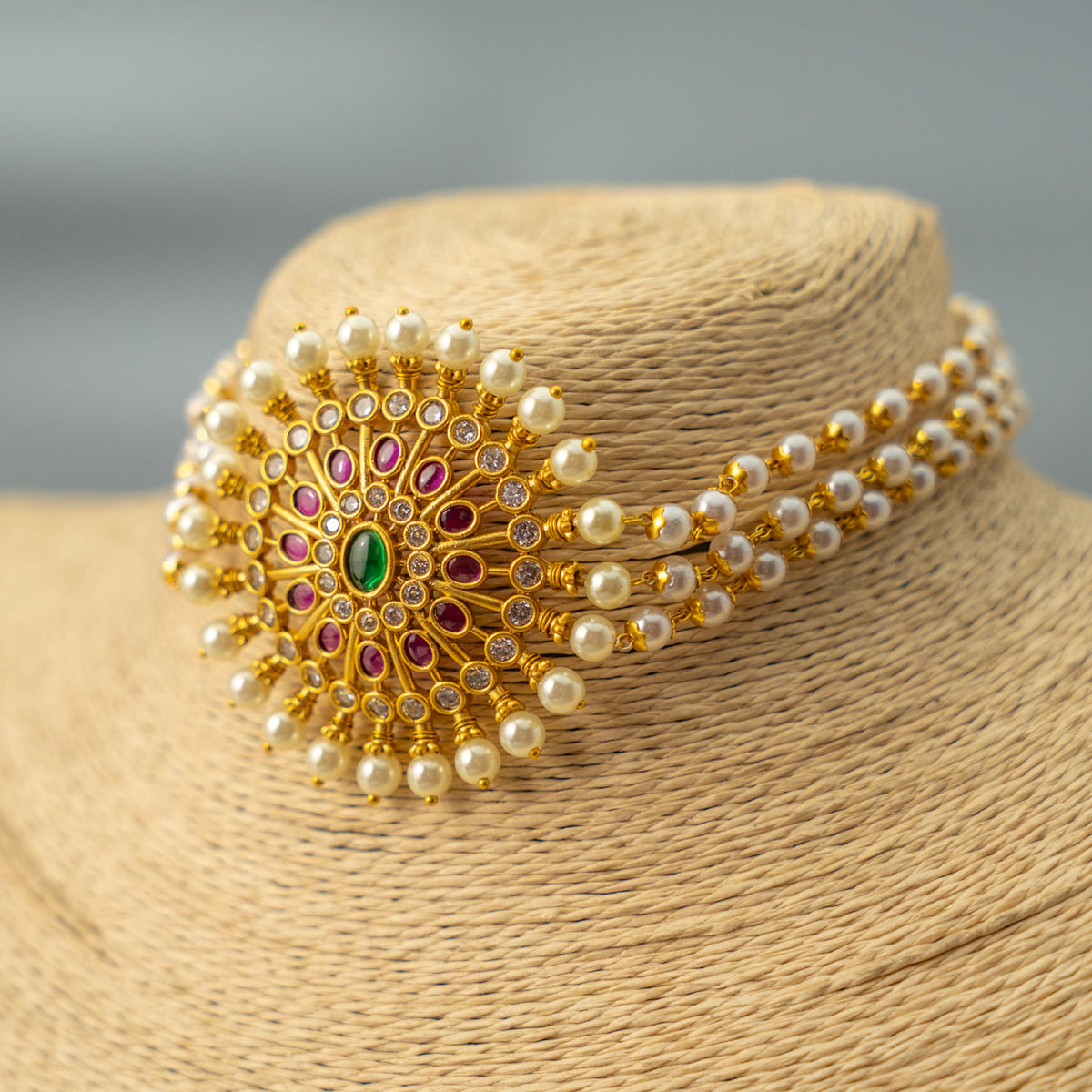 EKTA GOLD TONED CHOKER WITH EARRINGS CH327
