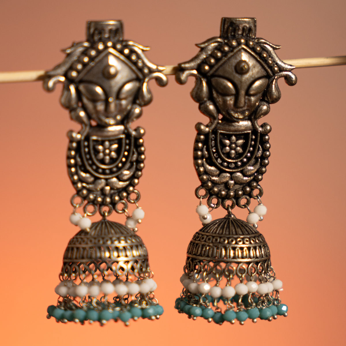 MAA DURJA OXIDIZED RAW ANA RUSTIC EARRINGS/JHUMKAS ER717