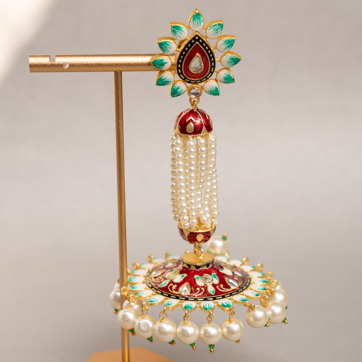 GOLD-TONE MEENAKARI SEMI HANDMADE JHUMKAS EARRINGS ER86