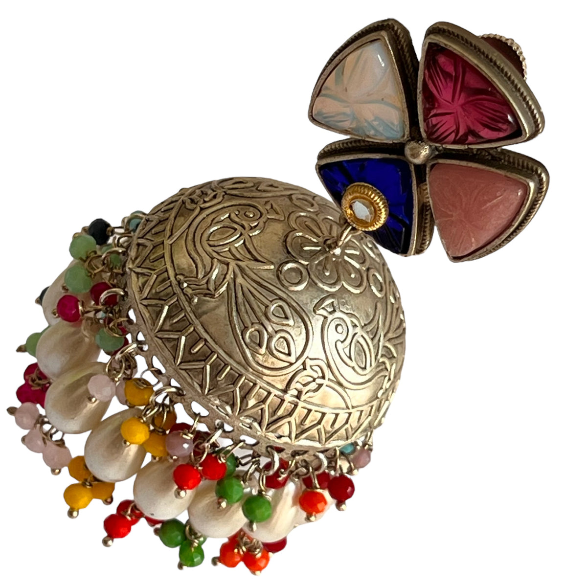 MASANI SILVER LOOK ALIKE DUAL-TONED SILVER POLISH HANDMADE JHUMKA ER573