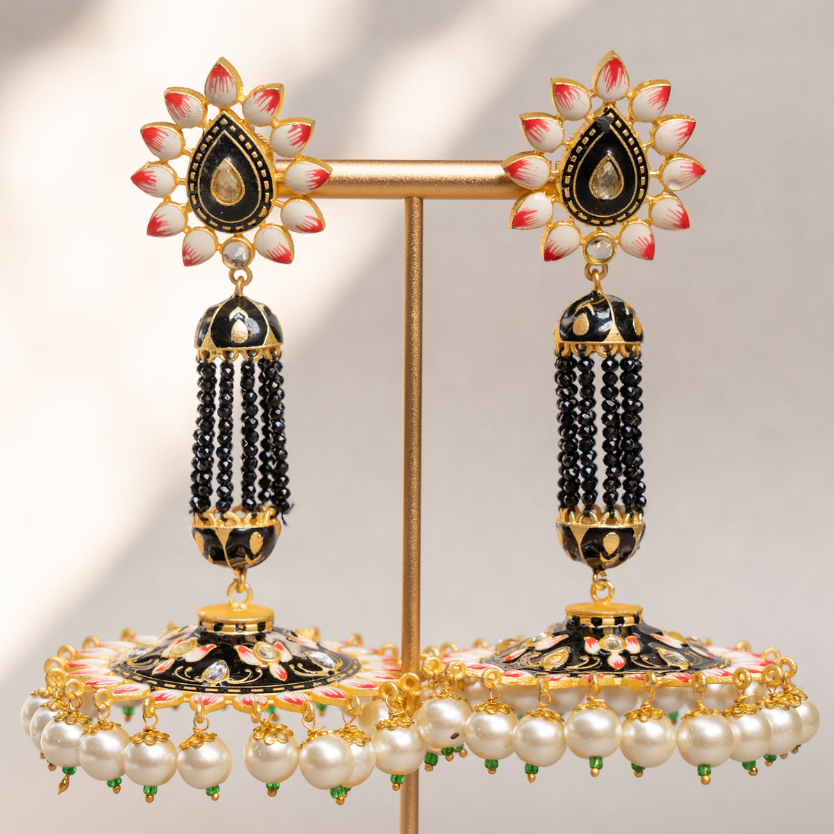 GOLD-TONE MEENAKARI SEMI HANDMADE JHUMKAS EARRINGS ER86