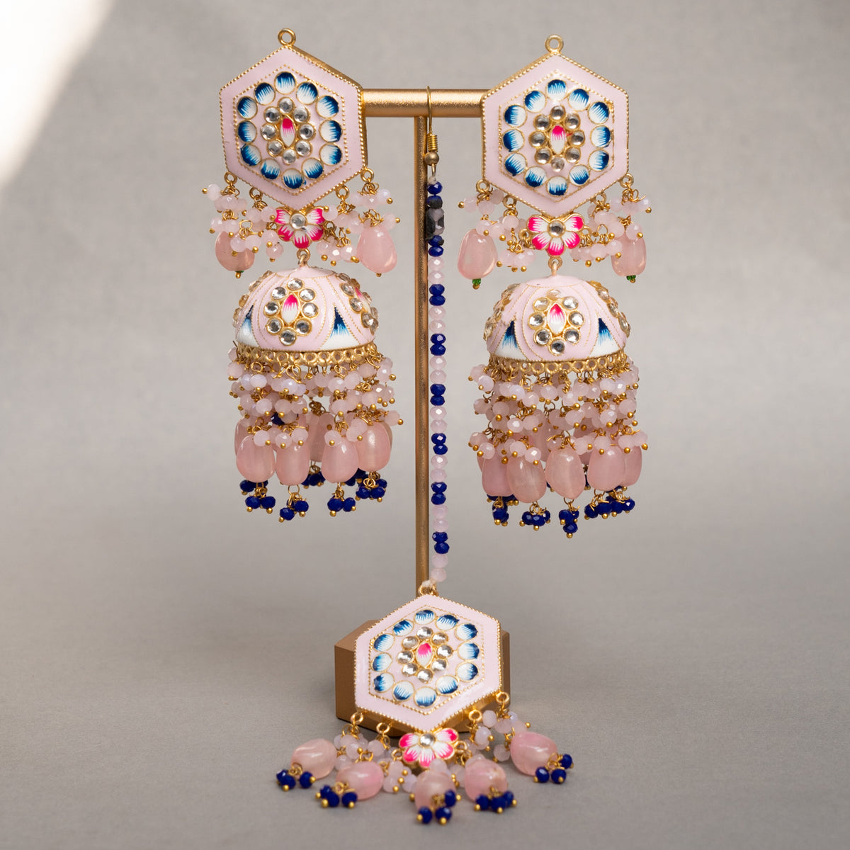 GOLD-TONE MEENAKARI SEMI HANDMADE JHUMKAS EARRINGS ER85