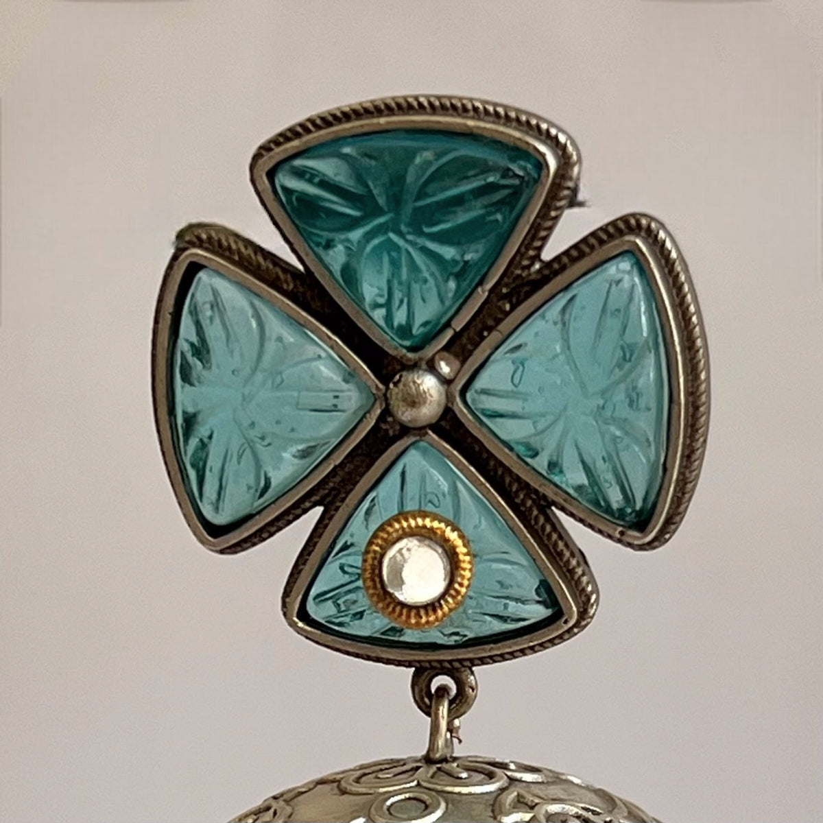 MASANI SILVER LOOK ALIKE DUAL-TONED SILVER POLISH HANDMADE JHUMKA ER573